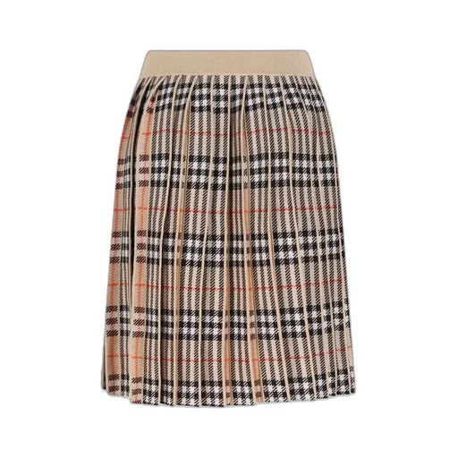 Burberry Kids Pleated Checked Blend Skirt