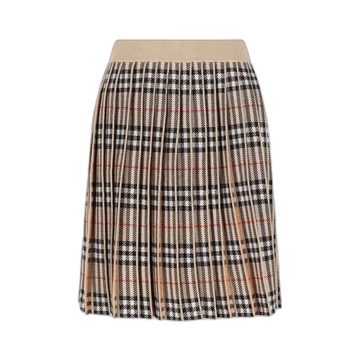 Burberry Kids Pleated Checked Blend Skirt