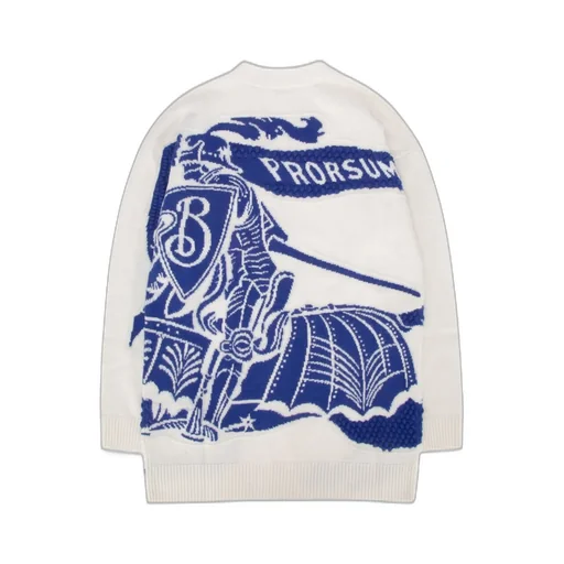 Burberry Kids Equestrian Knight Intarsia-Knit Buttoned Cardigan