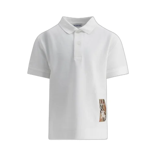 Burberry Kids Checked Logo Patch Polo Shirt