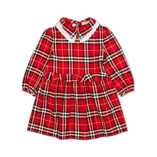 Burberry Kids Ruffled Plaid Patterned Dress