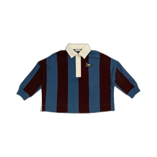 Burberry Kids Striped Logo Embroidered Polo Shirt