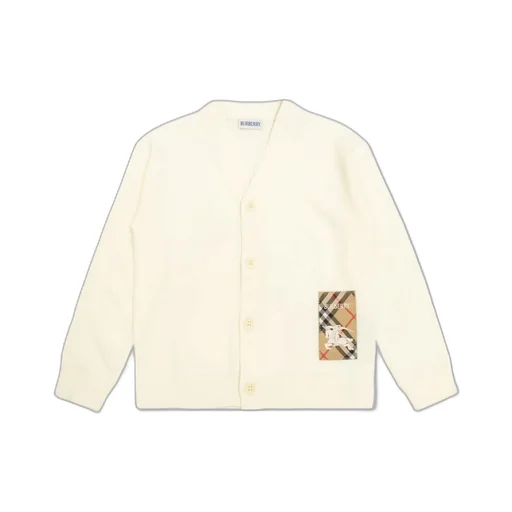 Burberry Kids Logo Patch V-Neck Cardigan