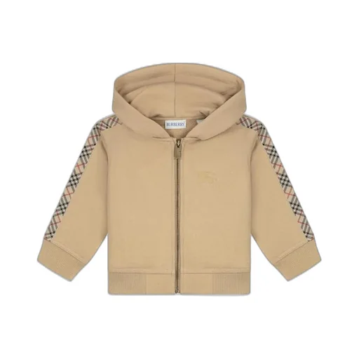 Burberry Kids Check Panelled Zipped Hoodie