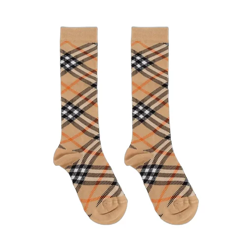 Burberry Kids Checked Ribbed-Knit Socks