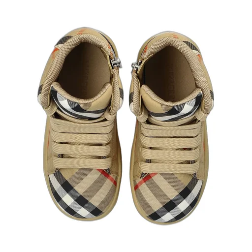 Burberry Kids Check High-Top Sneakers