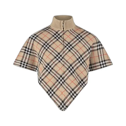 Burberry Kids Checked Zipped High-Neck Cape