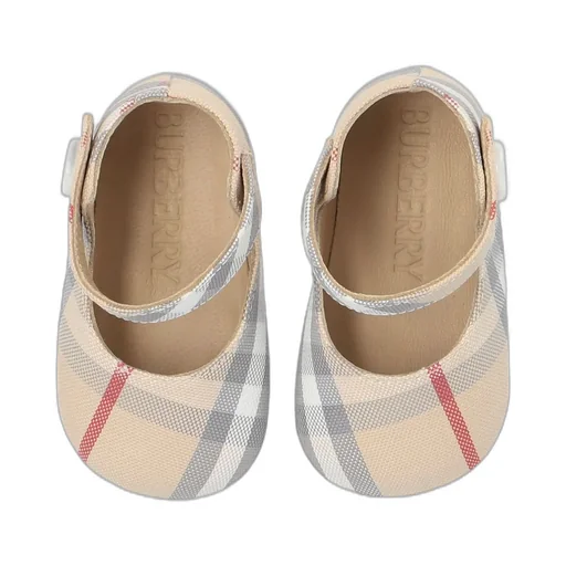 Burberry Kids Check-Printed Round-Toe Mary Jane Shoes