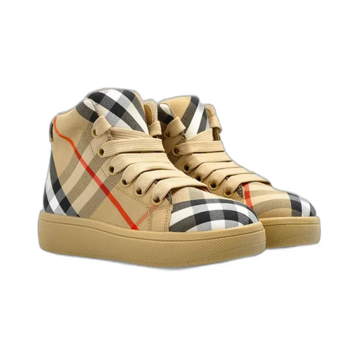 Burberry Kids Check High-Top Sneakers