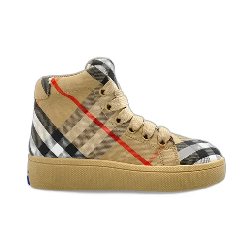 Burberry Kids Check High-Top Sneakers