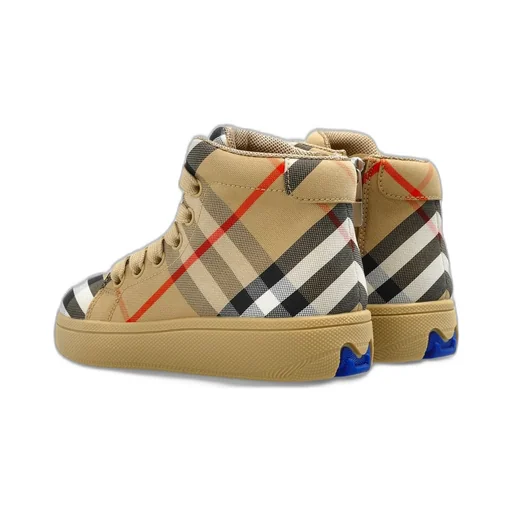 Burberry Kids Check High-Top Sneakers