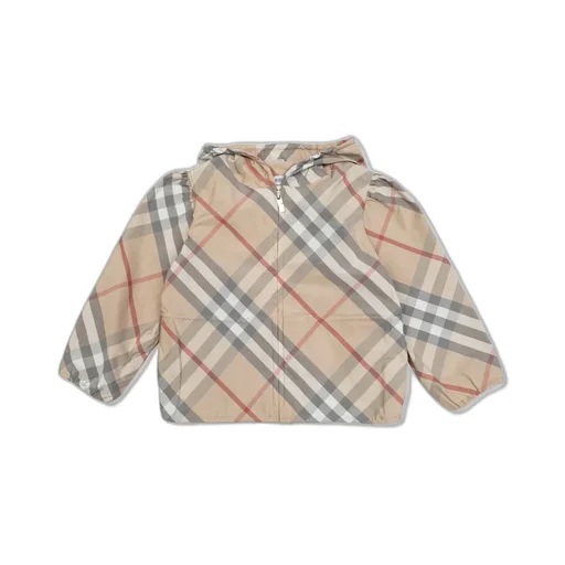 Burberry Kids Checked Hooded Jacket