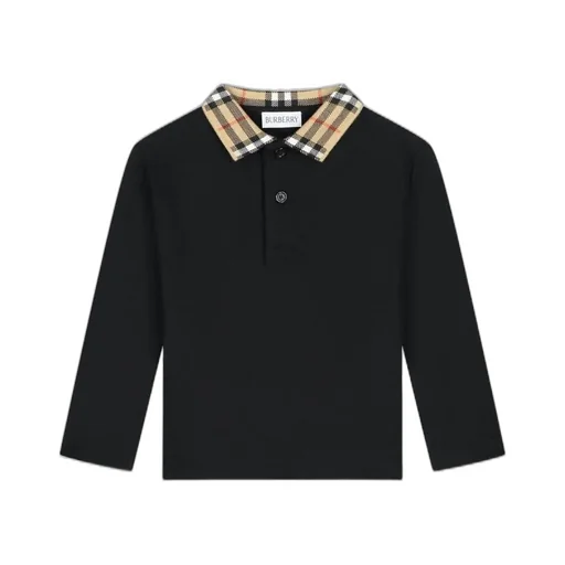 Burberry Kids Check-Trimmed Long-Sleeved Polo Shirt
