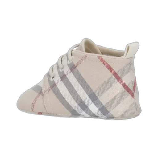 Burberry Kids Check-Pattern Lace-Up Crib Shoes