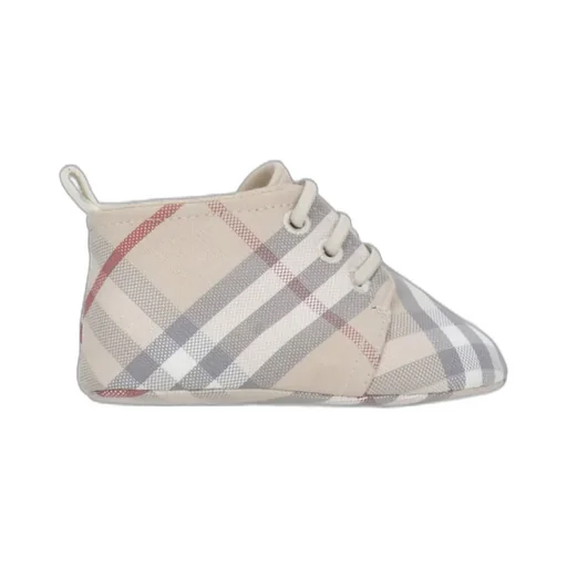 Burberry Kids Check-Pattern Lace-Up Crib Shoes