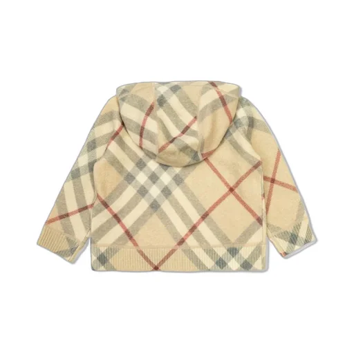 Burberry Kids Zip-Up Knitted Checked Hoodie