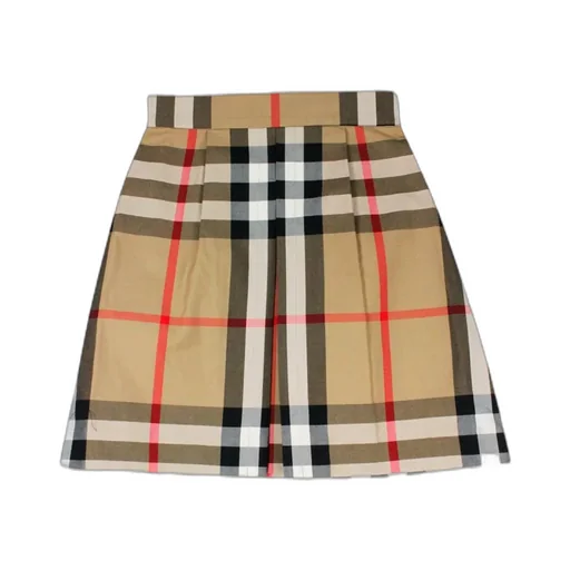 Burberry Kids Checked Pleated Twill Skirt