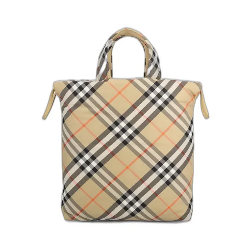 Burberry Kids Checked Drawstring Tote Bag