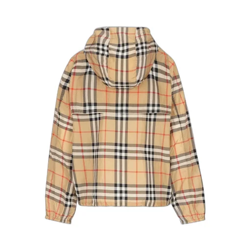 Burberry Kids Checked Hooded Jacket