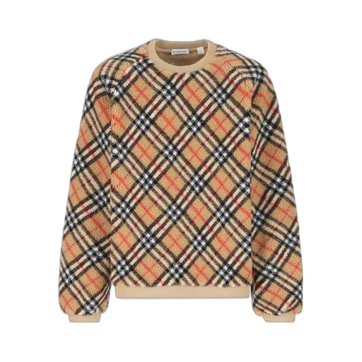 Burberry Kids Checked Crewneck Fleece Sweatshirt