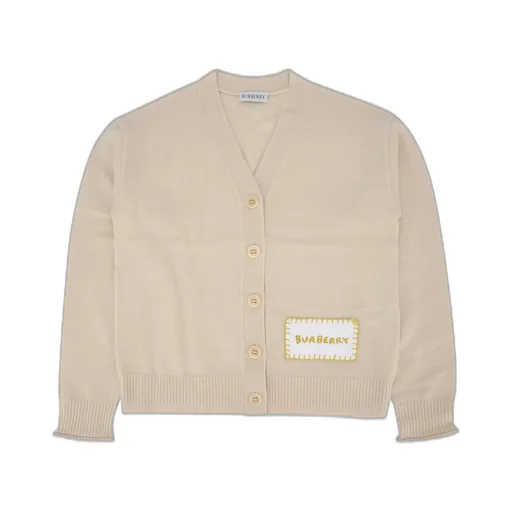 Burberry Kids Logo Patch V-Neck Buttoned Cardigan
