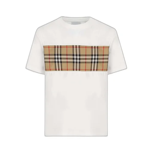 Burberry Kids Check Detailed Crewneck T-Shirt