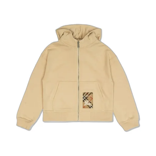 Burberry Kids Check Label Zip-Up Hoodie