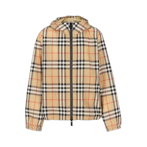 Burberry Kids Checked Hooded Jacket