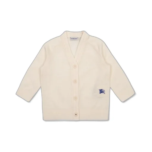 Burberry Kids Logo Embroidered Knit Cardigan