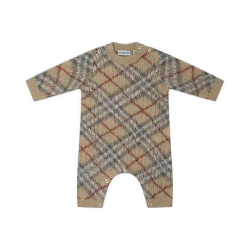 Burberry Kids Checked Crewneck Rompers