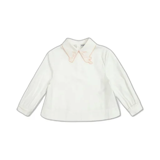 Burberry Kids Long Sleeved Embroidered Collar Shirt