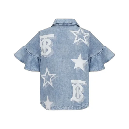 Burberry Kids Logo Star Detailed Denim Top