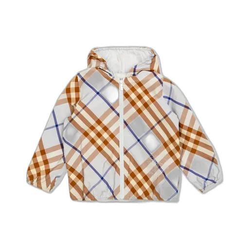 Burberry Kids Checked Hooded Reversible Jacket