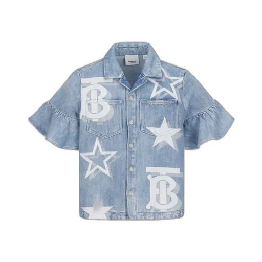 Burberry Kids Logo Star Detailed Denim Top