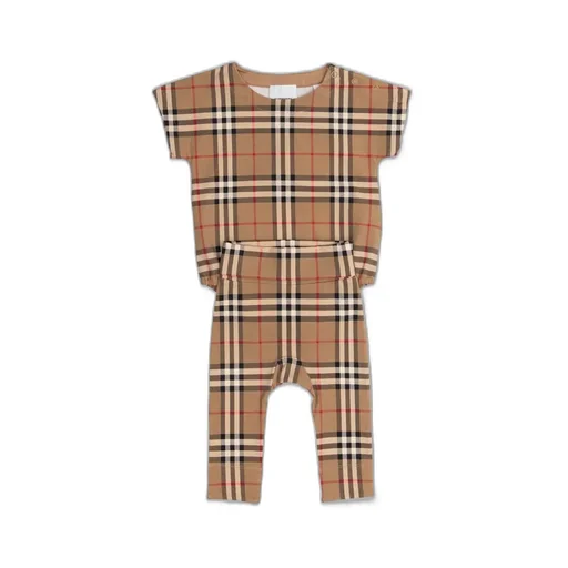 Burberry Kids Checked Crewneck Babygrow Set