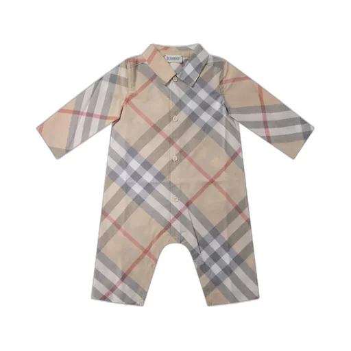 Burberry Kids Checked Buttoned Romper