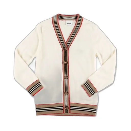 Burberry Kids Icon Stripe V-Neck Long-Sleeved Cardigan
