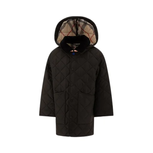 Burberry Kids Corduroy-Collar Quilted Hooded Jacket