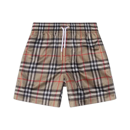 Burberry Kids Checked Drawstring Perforated Shorts