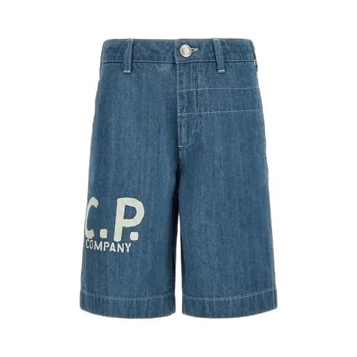 C.P. Company Kids Logo Denim Shorts