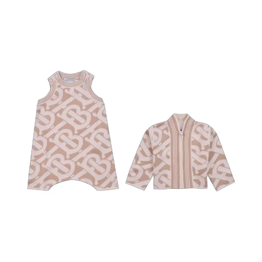 Burberry Kids Tb Monogram Straight Hem Babygrow Set