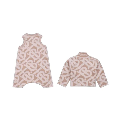 Burberry Kids Tb Monogram Straight Hem Babygrow Set
