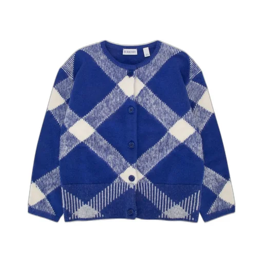 Burberry Kids Checked Knitted Cardigan
