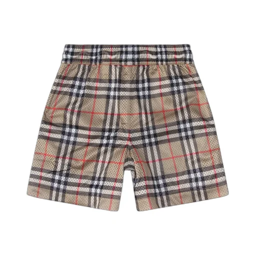 Burberry Kids Checked Drawstring Perforated Shorts