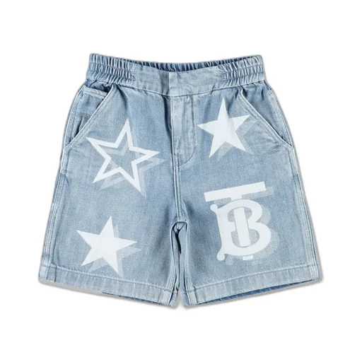Burberry Kids Logo Printed Denim Shorts