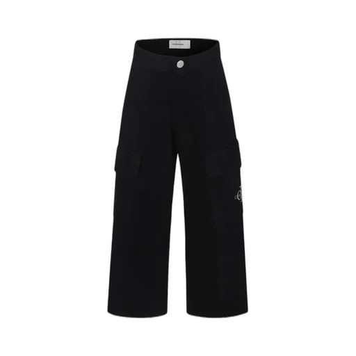 Calvin Klein Kids Logo Embroidered Wide-Leg Cargo Trousers
