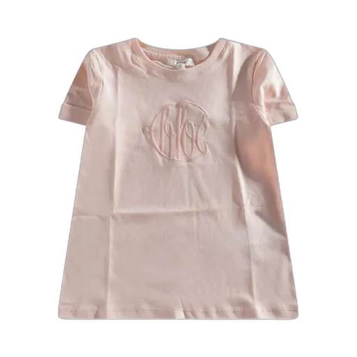 Chloé Kids Logo Embroidered Crewneck T-Shirt