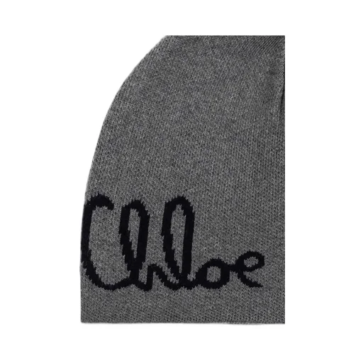Chloé Kids Pompom Detailed Ribbed Knit Beanie