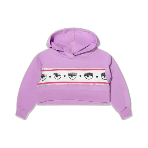 Chiara Ferragni Kids Logo Printed Cropped Hoodie