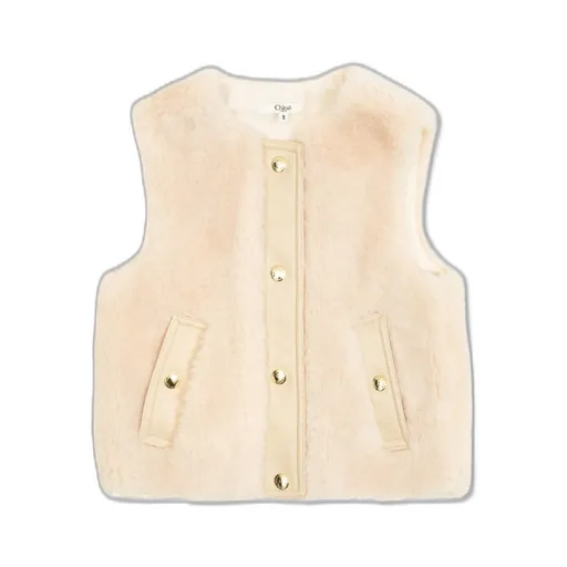 Chloé Kids Sleeveless Faux-Shearling Jacket